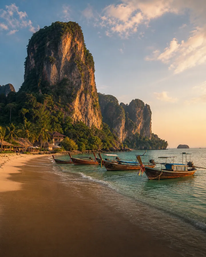 Ao Nang beach and limestone scenery in Krabi