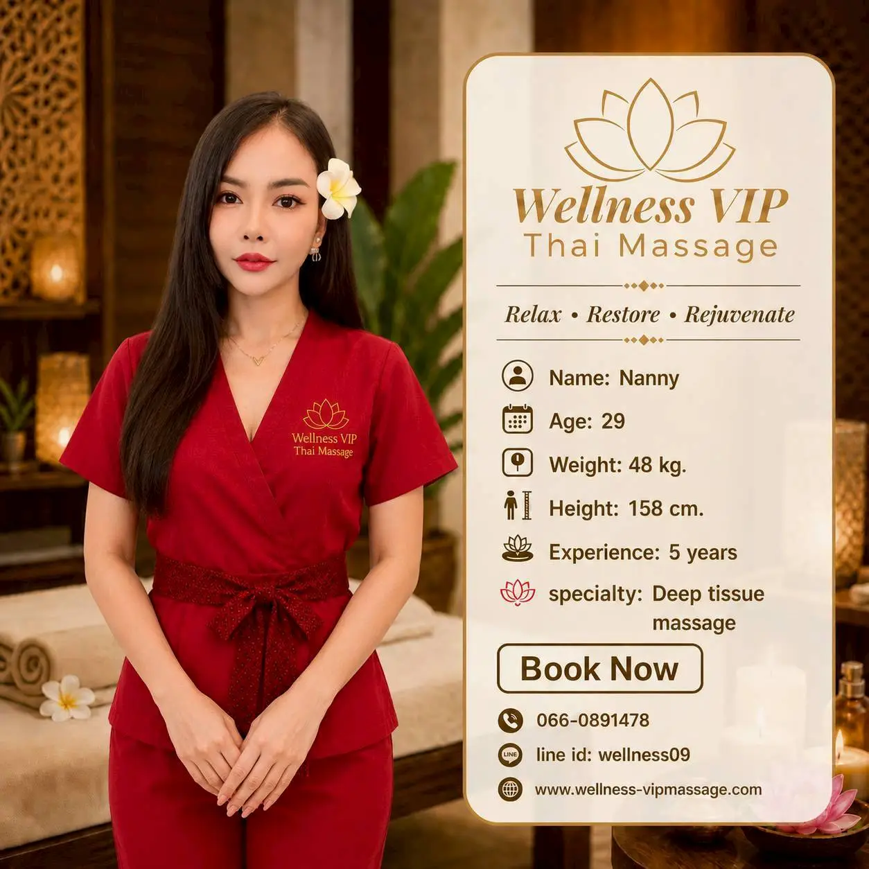 Nanny Deep Tissue Massage Therapist Bangkok
